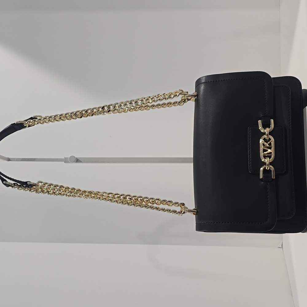 NEW ✅ Michael Kors Heather Large Leather Shoulder Bag BLACK ⭐ NEW - Picture 16 of 16